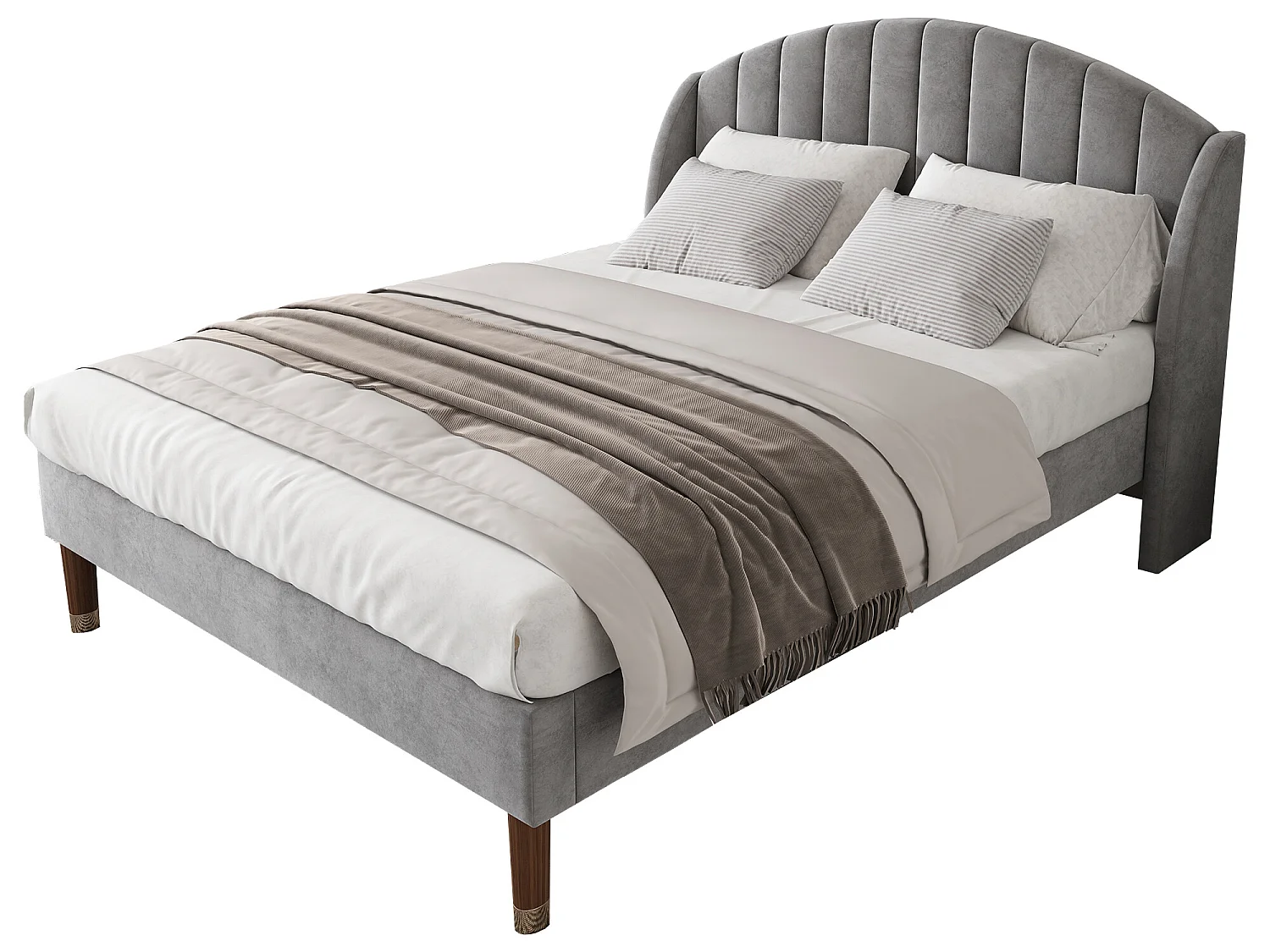 Bed met verstelbaar hoofdeinde - 160 x 200 cm - fluweel - lattenbodem - kleur grijs