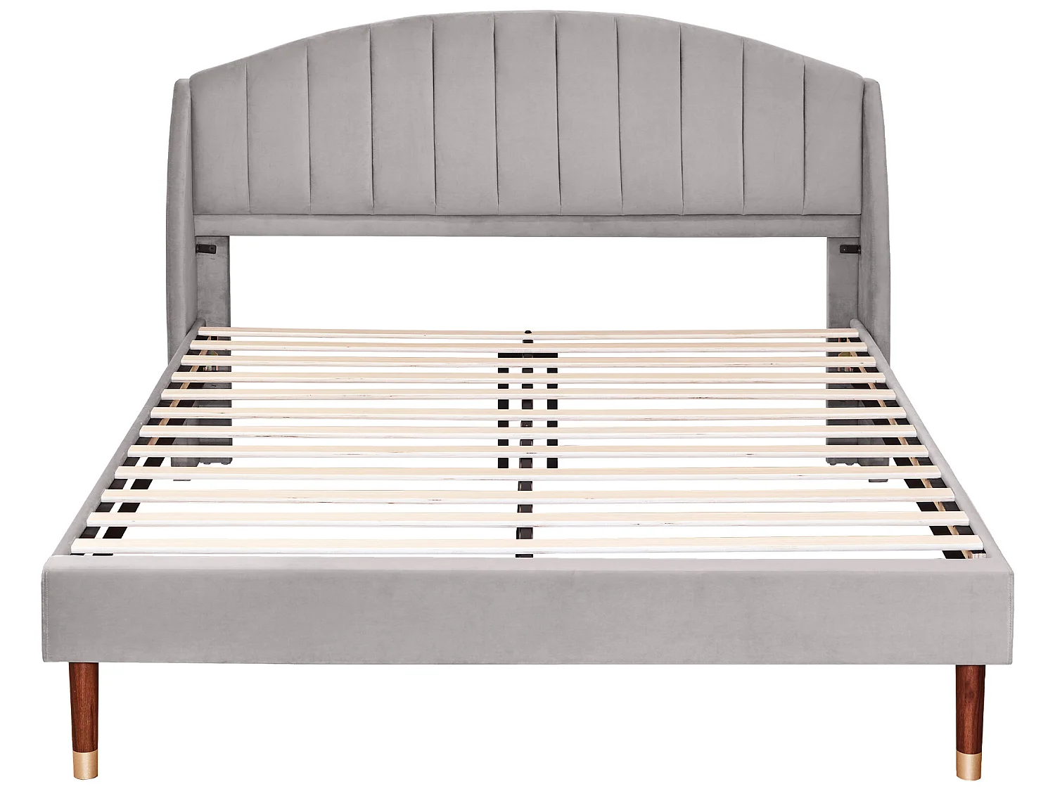 Bed met verstelbaar hoofdeinde - 160 x 200 cm - fluweel - lattenbodem - kleur grijs