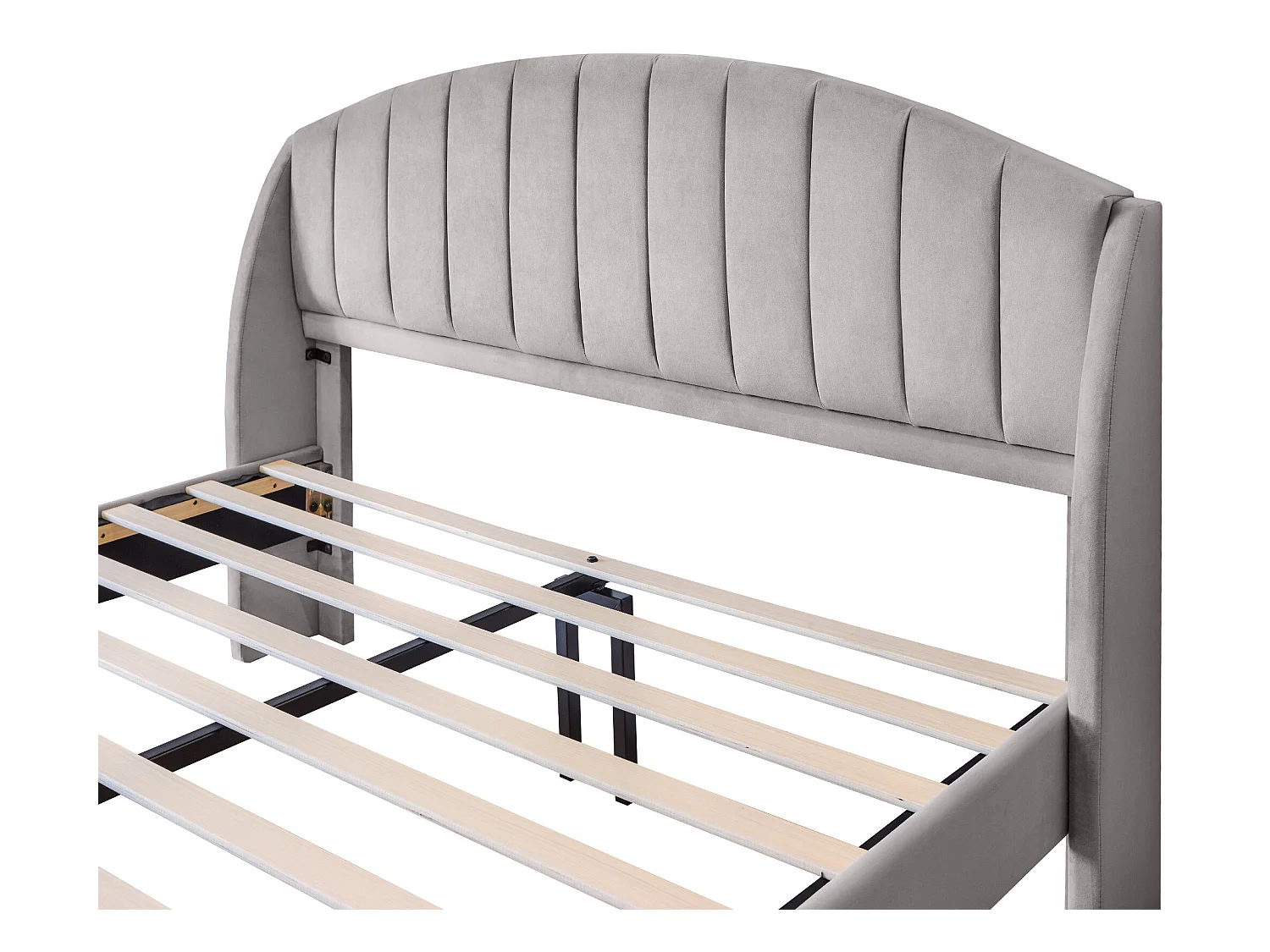 Bed met verstelbaar hoofdeinde - 160 x 200 cm - fluweel - lattenbodem - kleur grijs