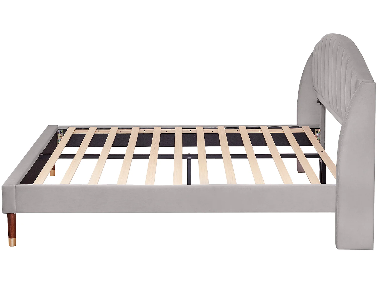 Bed met verstelbaar hoofdeinde - 160 x 200 cm - fluweel - lattenbodem - kleur grijs