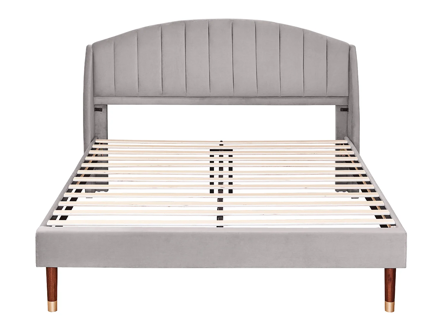 Bett mit verstellbarem Kopfteil – 160 x 200 cm – Samt – Lattenrost – graue Farbe