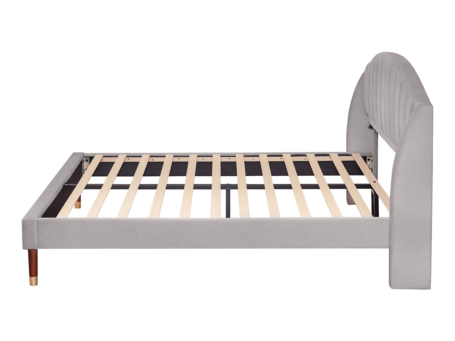 Bett mit verstellbarem Kopfteil – 160 x 200 cm – Samt – Lattenrost – graue Farbe