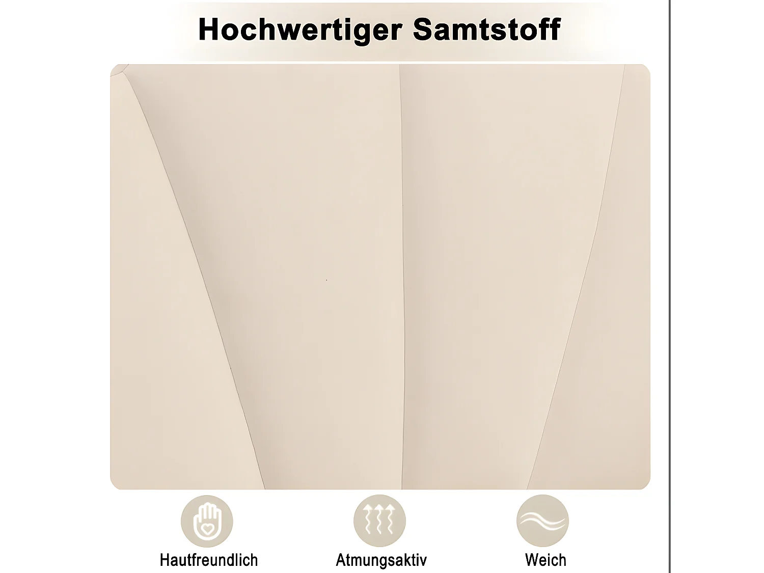 Muschelbett – 140 x 200 cm – Samt – beige Farbe + Lattenrost