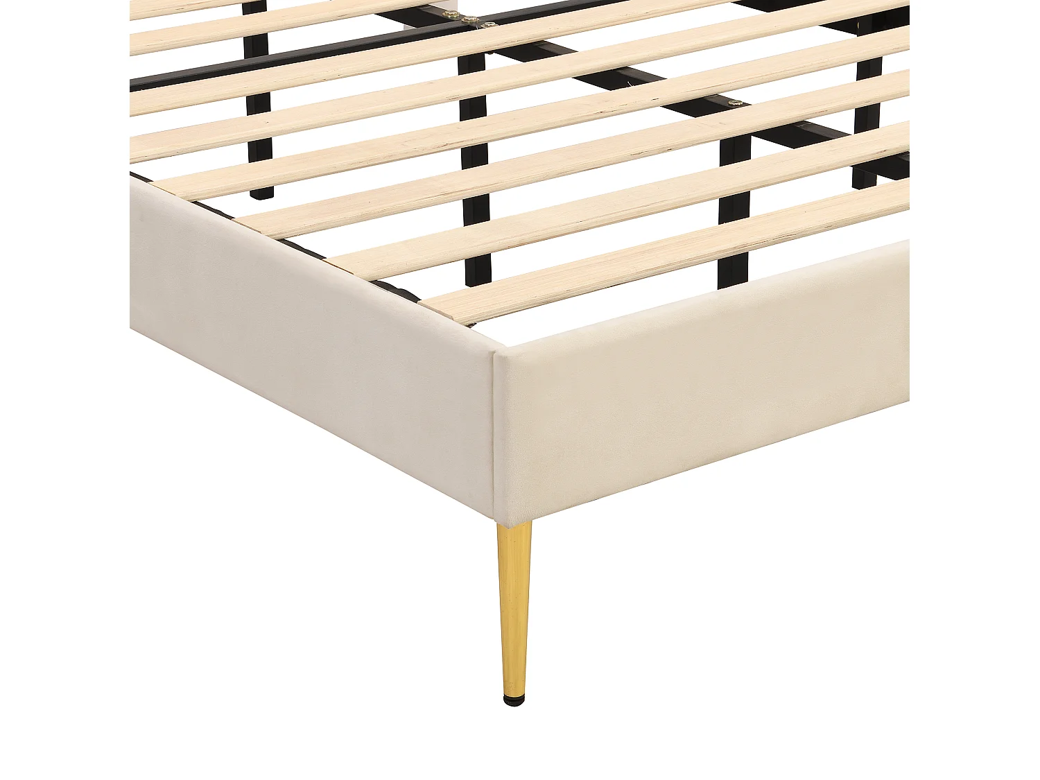 Muschelbett – 140 x 200 cm – Samt – beige Farbe + Lattenrost