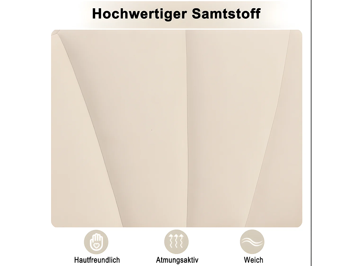 Muschelbett – 140 x 200 cm – Samt – beige Farbe + Lattenrost