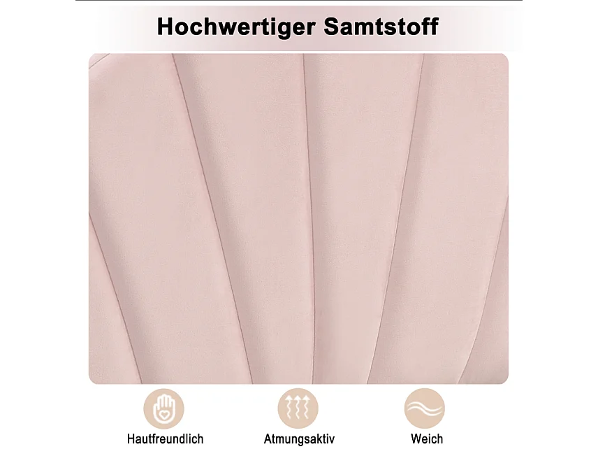 Schelpbed - 90 x 200 cm - fluweel - roze kleur + lattenbodem