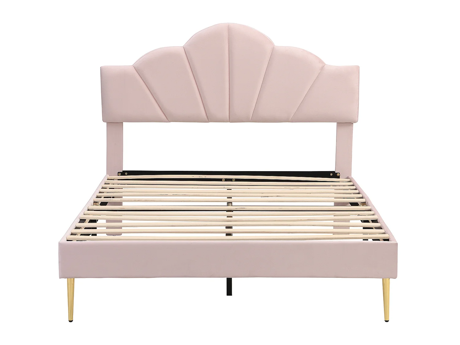 Muschelbett – 140 x 190 cm – Samt – rosa Farbe + Lattenrost