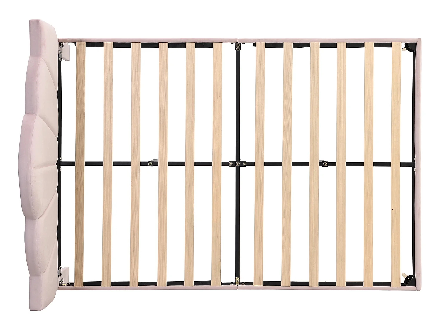 Lit coquillage - 140 x 200 cm - velours - coloris rose + sommier à lattes