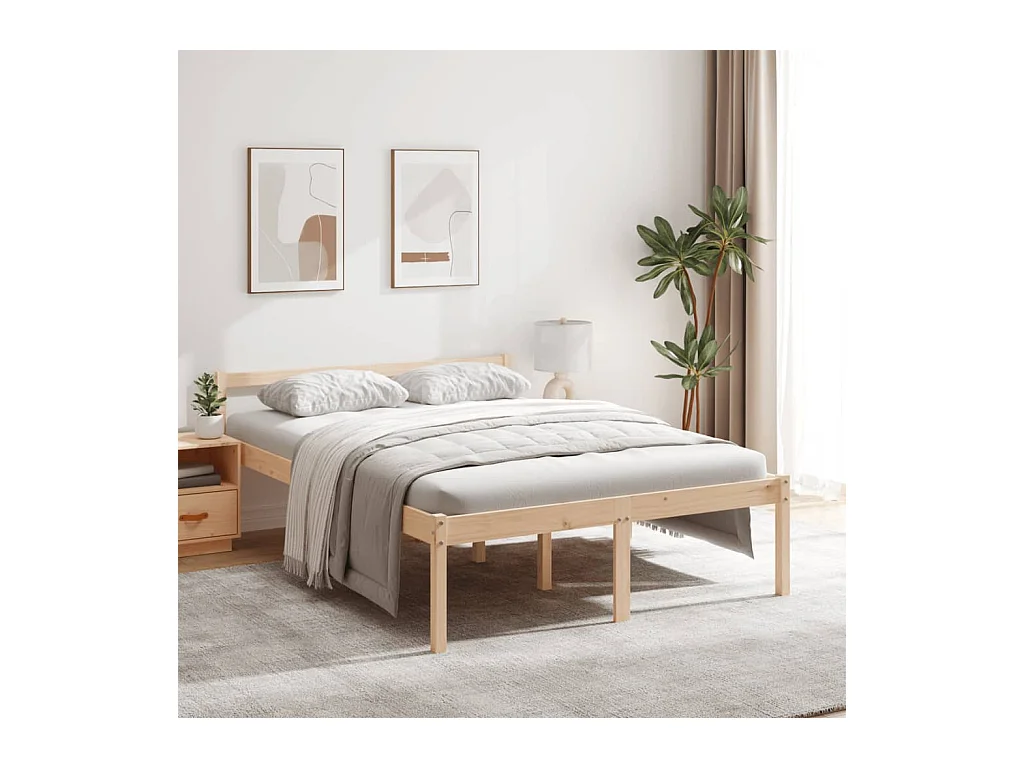Lit pour personne âgée 120x190 cm petit double bois massif pin