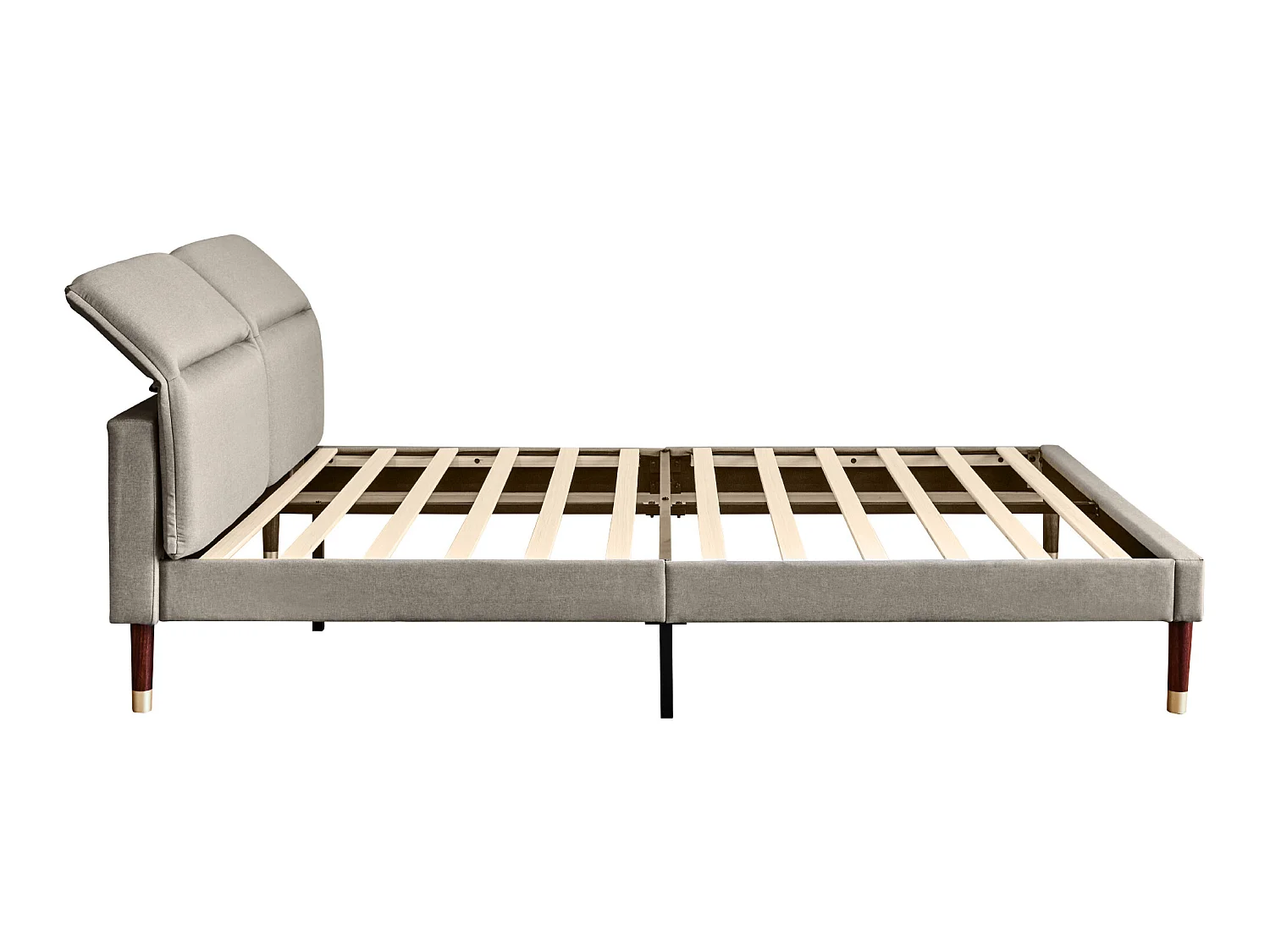 Bed met verstelbaar hoofdeinde - 160 x 200 cm - stof - kleur grijs + lattenbodem