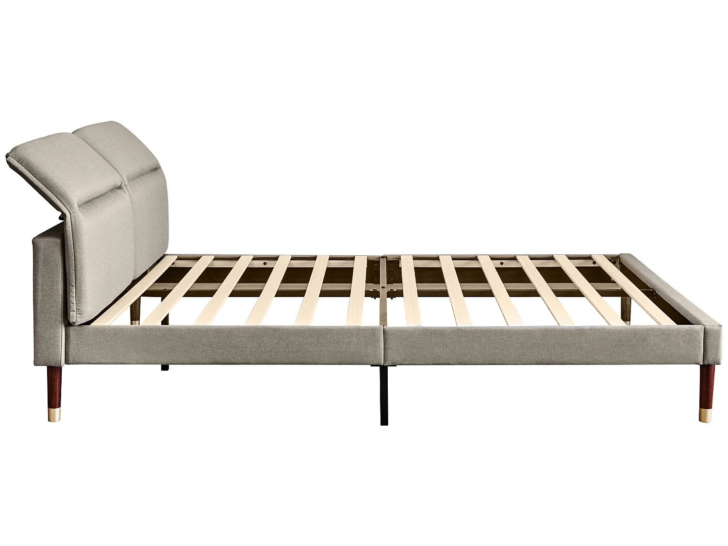 Lit avec tête de lit réglable - 160 x 200 cm - tissu - coloris gris + sommier à lattes