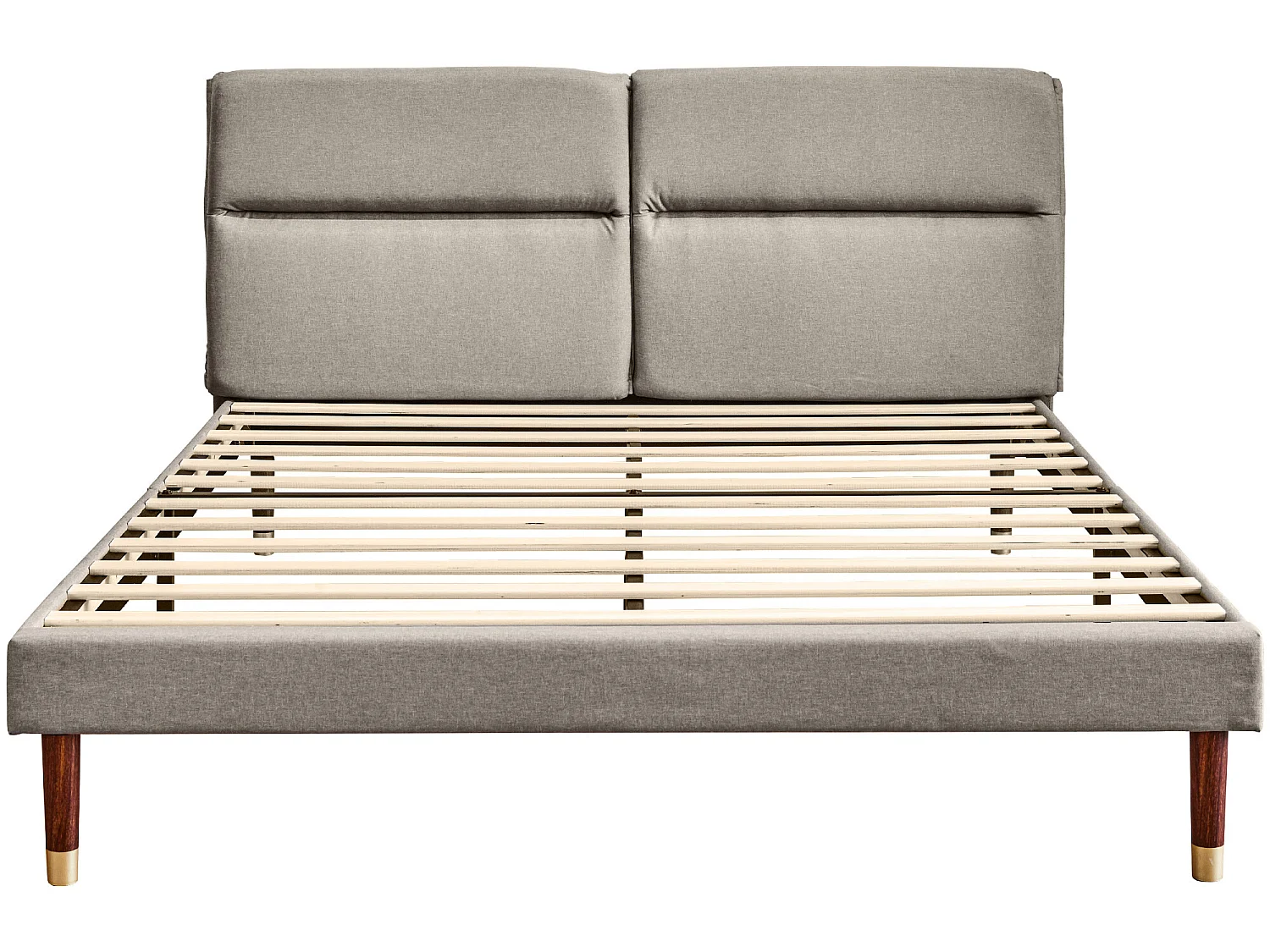 Lit avec tête de lit réglable - 160 x 200 cm - tissu - coloris gris + sommier à lattes