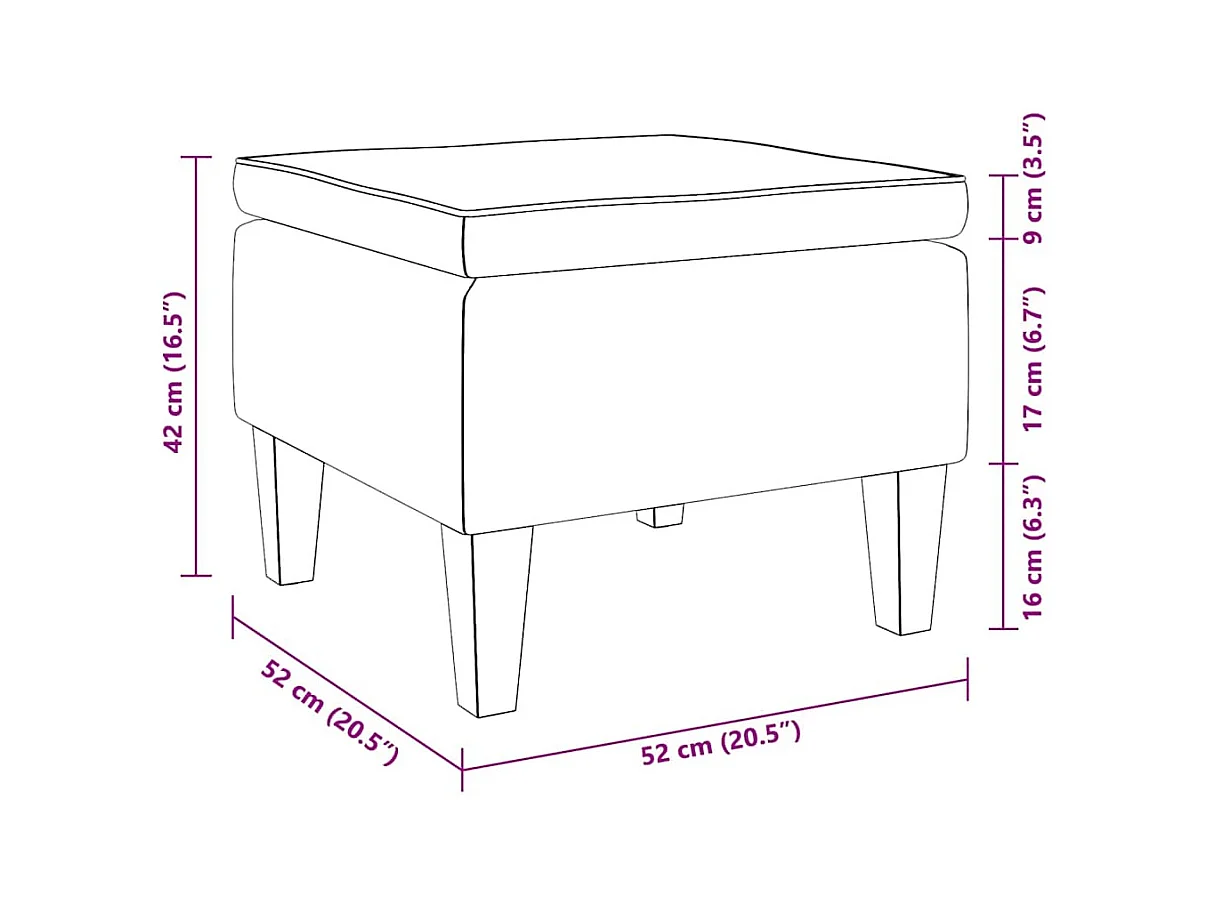 Tabouret avec pieds en bois Rouge bordeaux Velours