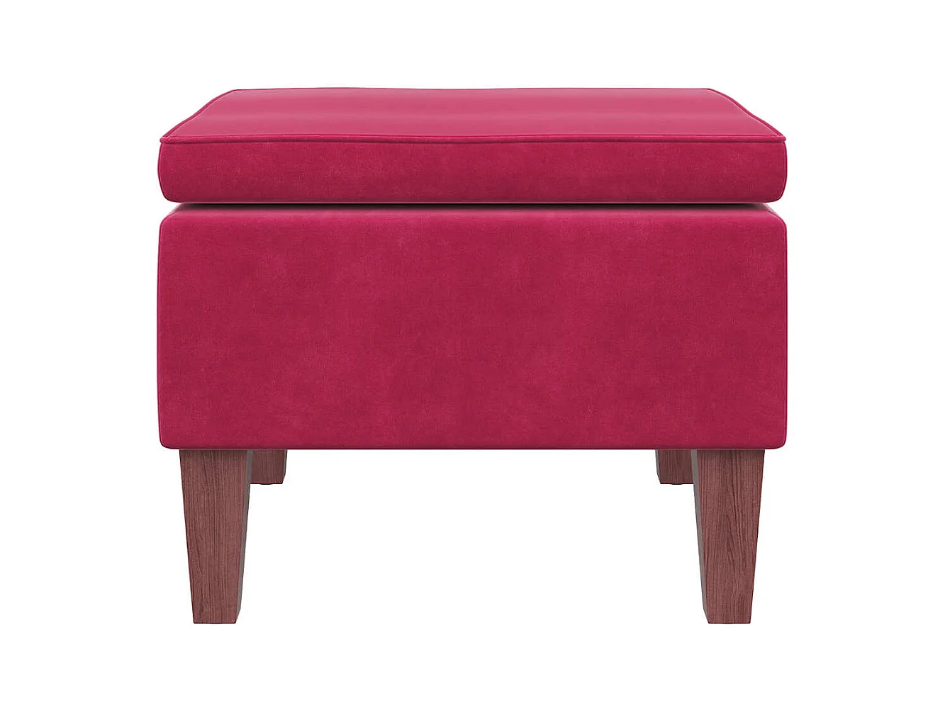 Tabouret avec pieds en bois Rouge bordeaux Velours