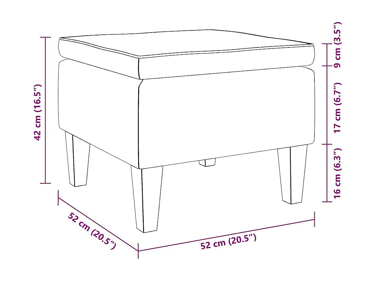 Tabouret avec pieds en bois Rouge bordeaux Velours