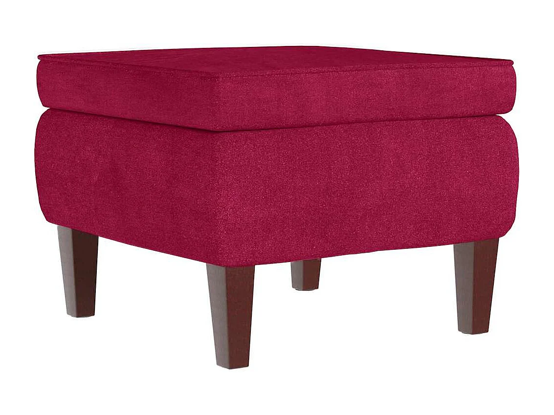 Tabouret avec pieds en bois Rouge bordeaux Velours