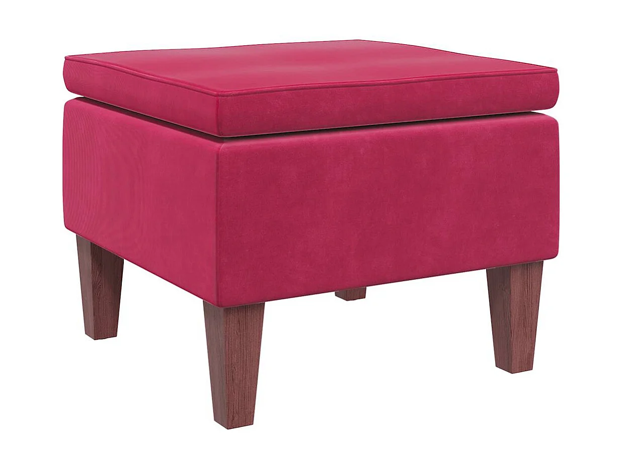 Tabouret avec pieds en bois Rouge bordeaux Velours