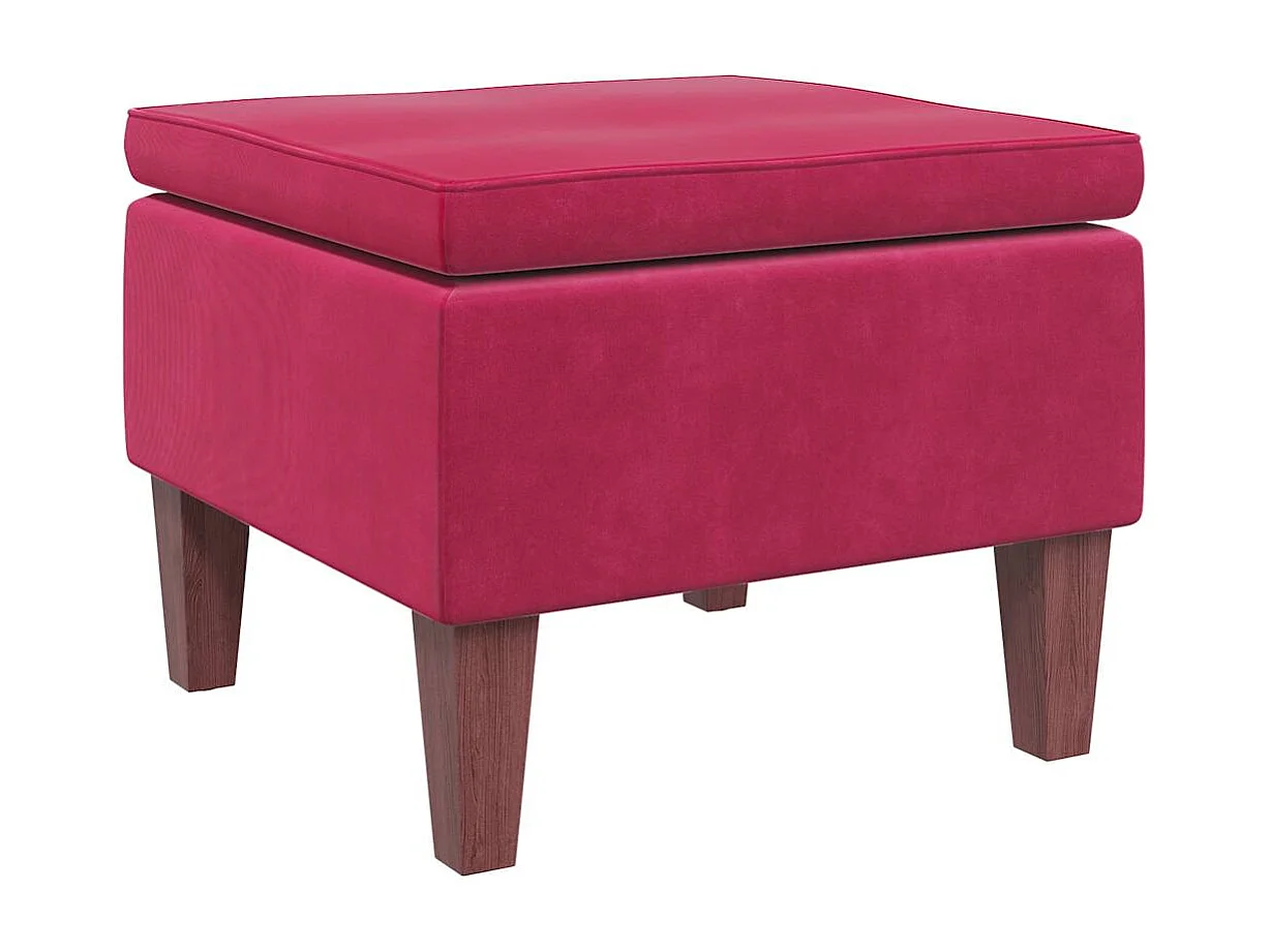 Tabouret avec pieds en bois Rouge bordeaux Velours