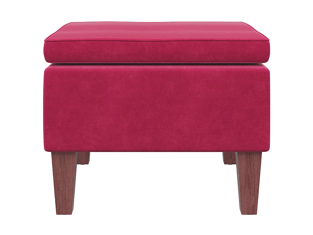 Poggiapiedi con Gambe in Legno Rosso Vino in Velluto