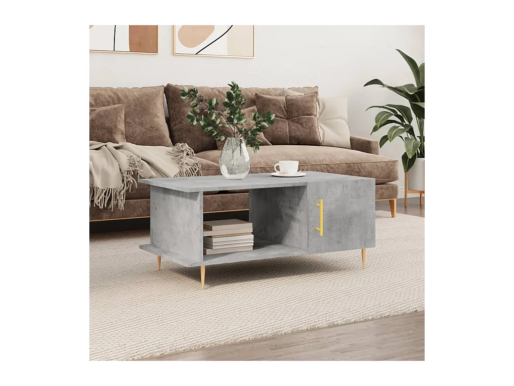 Table basse gris béton 90x50x40 cm bois d'ingénierie