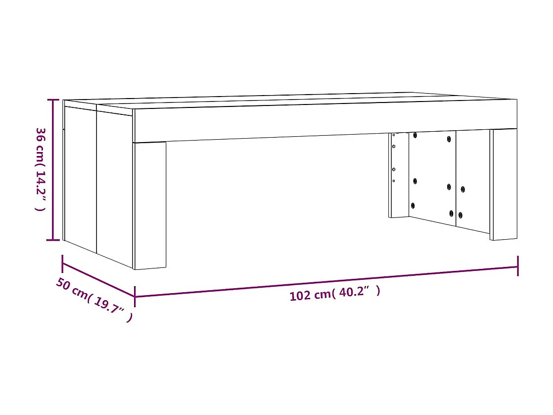 Table basse chêne sonoma 102x50x36 cm bois d'ingénierie