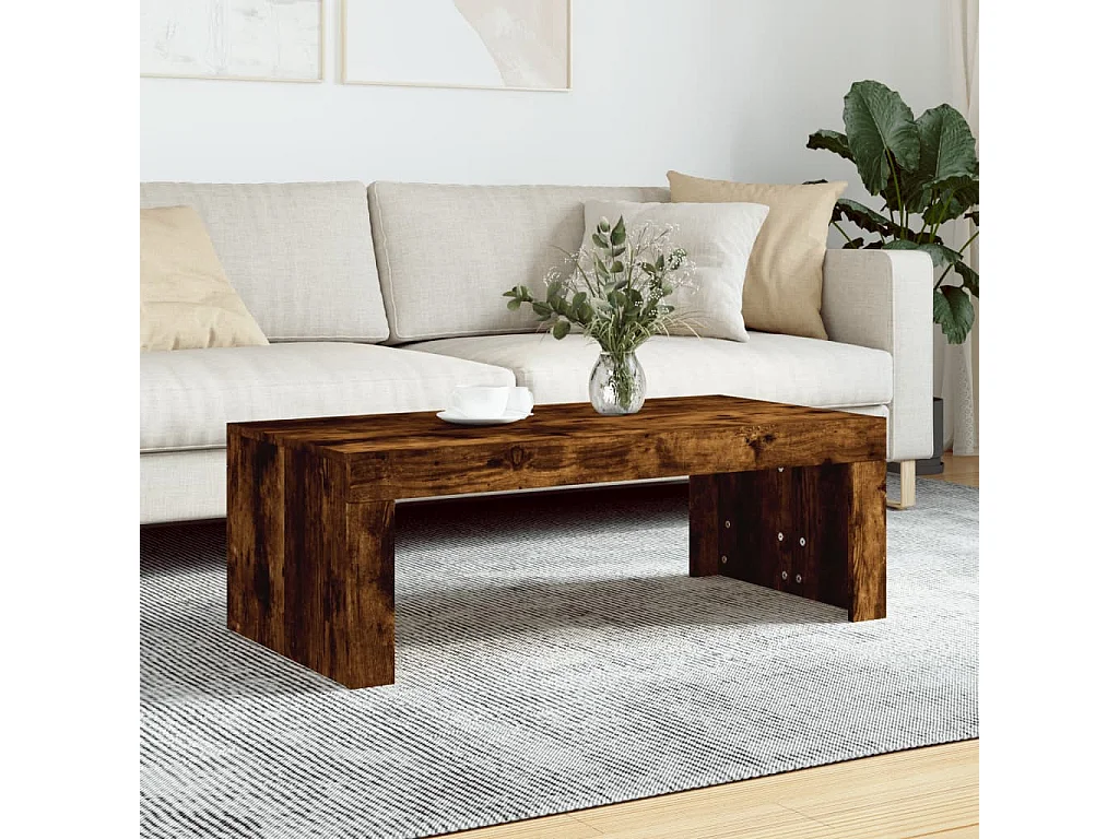 Salontafel 102x50x36 cm bewerkt hout gerookt eikenkleurig