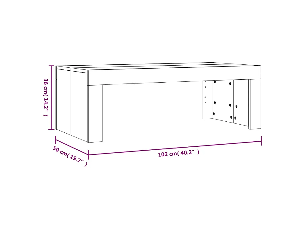 Salontafel 102x50x36 cm bewerkt hout gerookt eikenkleurig