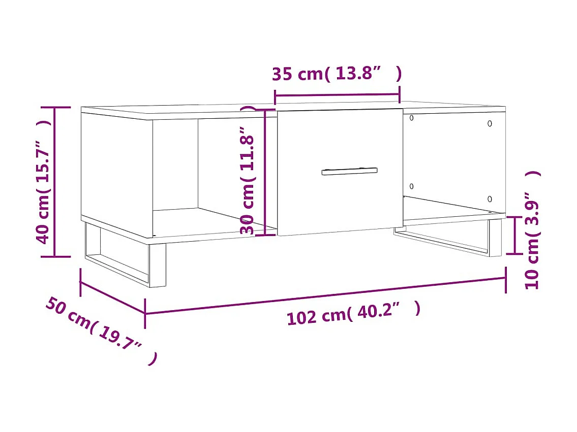 Mesa de centro 102x50x40 derivados de madeira carvalho sonoma