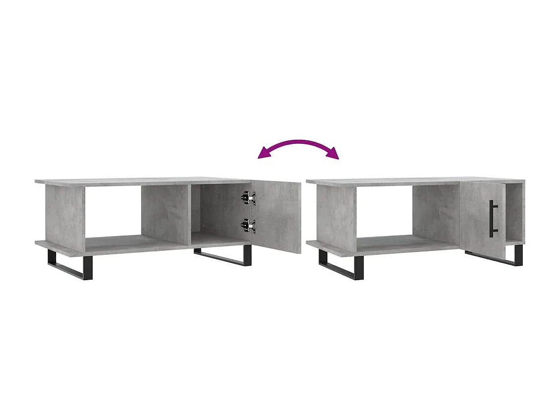 Table basse gris béton 90x50x40 cm bois d'ingénierie