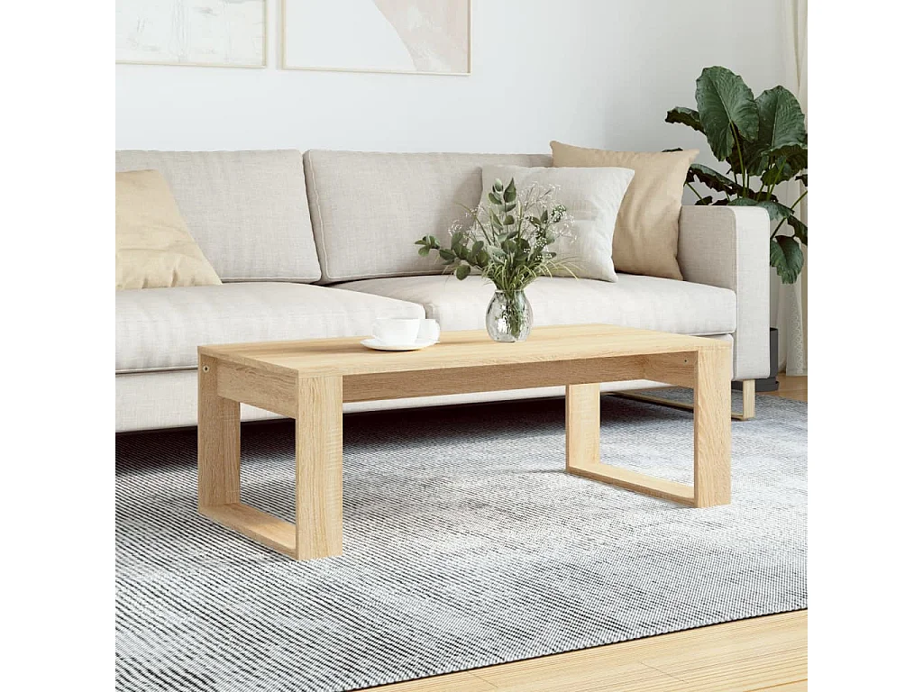 Tavolino Da Salotto In Legno Multistrato Rovere Fumo - 80x50x35 Cm - Mobiletto Multifunzione