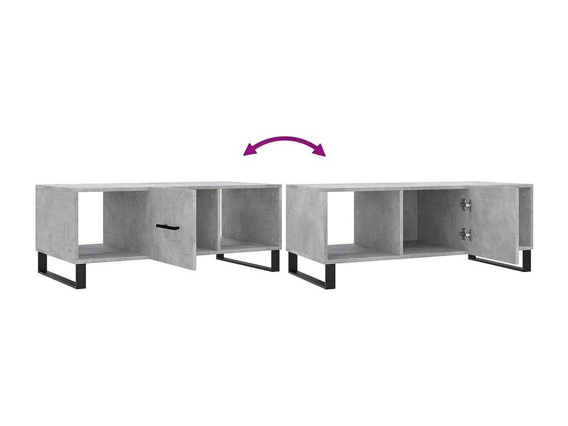 Mesa de centro 102x50x40 cm madeira processada cinza cimento