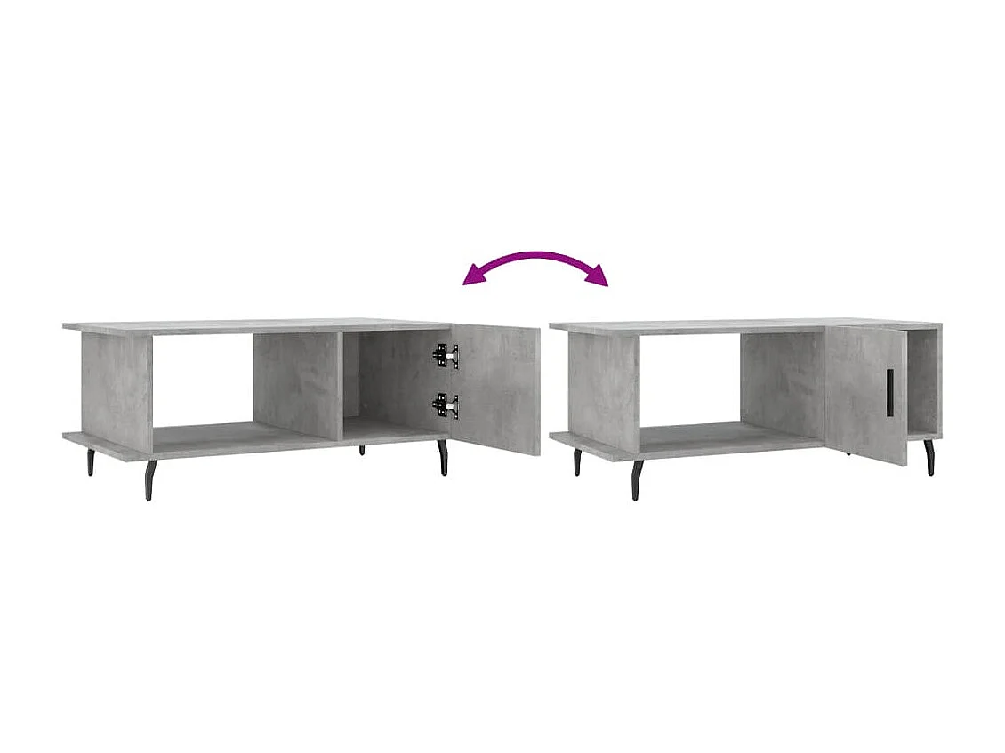 Mesa de centro 90x50x40 madeira processada cinza cimento