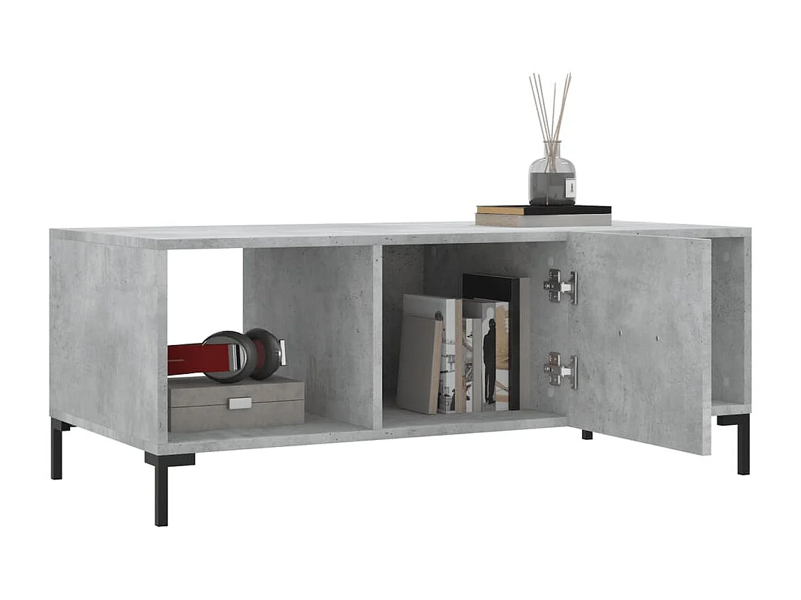 Table basse gris béton 102x50x40 cm bois d'ingénierie