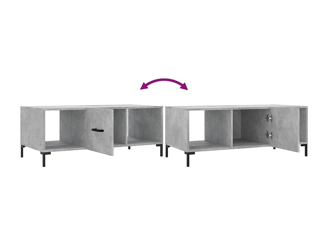 Table basse gris béton 102x50x40 cm bois d'ingénierie