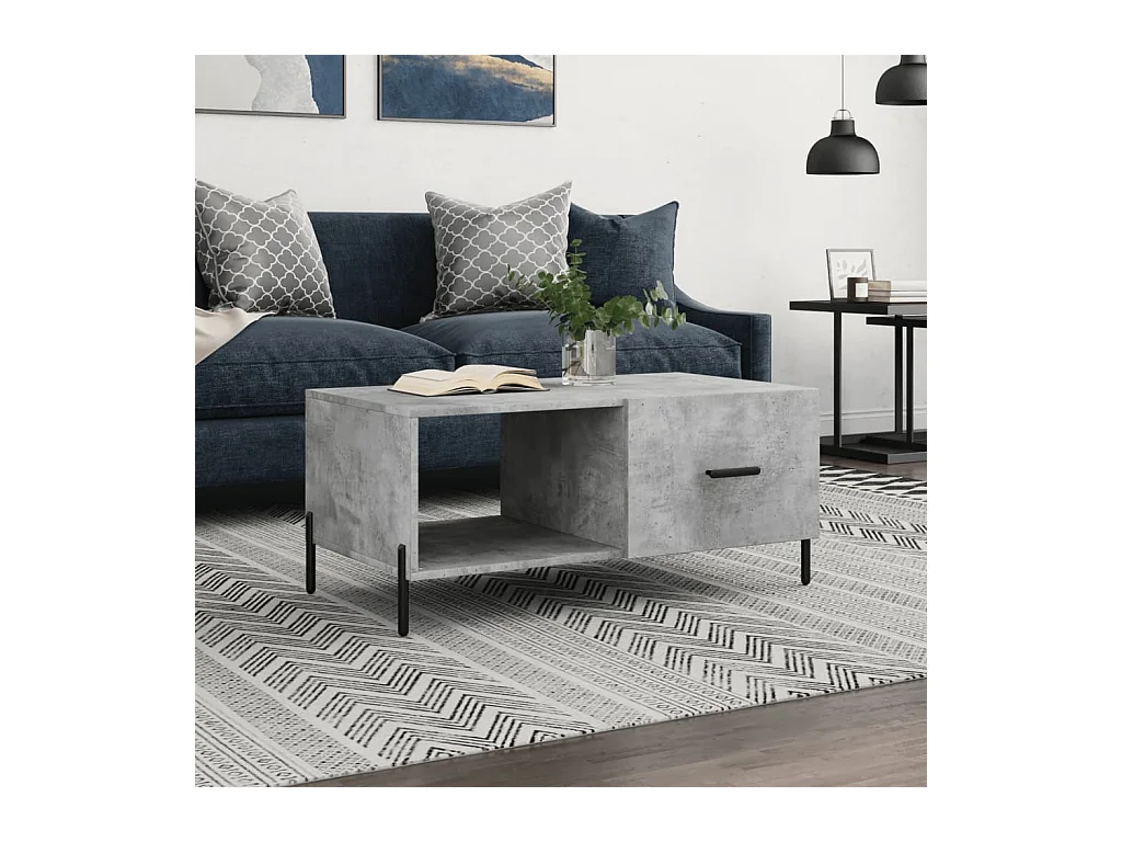 Table basse gris béton 90x50x40 cm bois d'ingénierie