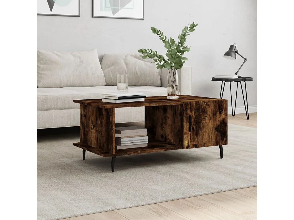 Table basse chêne fumé 90x50x40 cm bois d'ingénierie