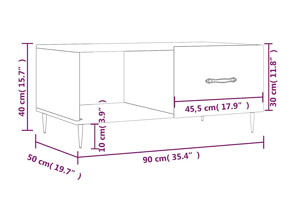 Couchtisch Betongrau 90x50x40 cm Holzwerkstoff