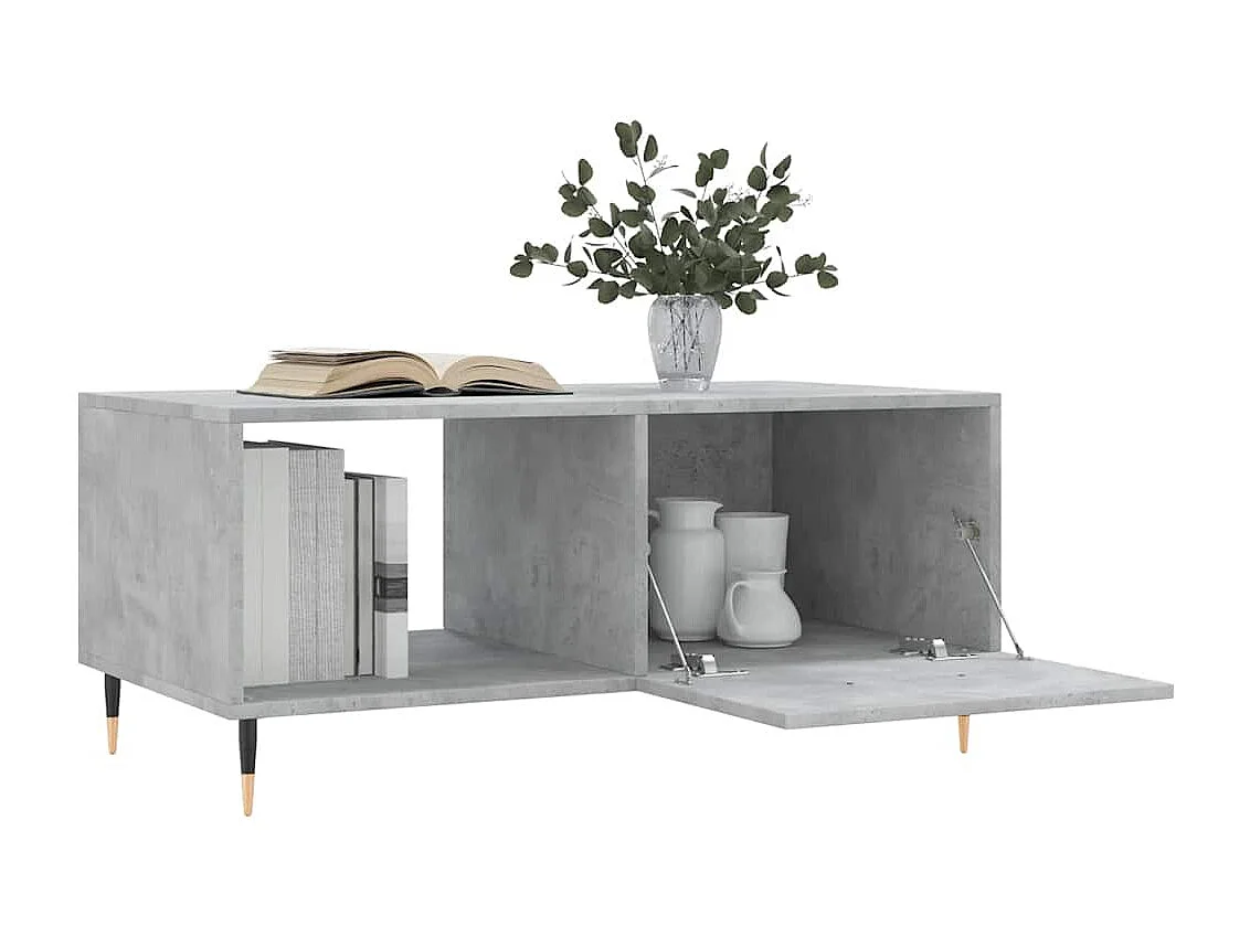 Table basse gris béton 90x50x40 cm bois d'ingénierie