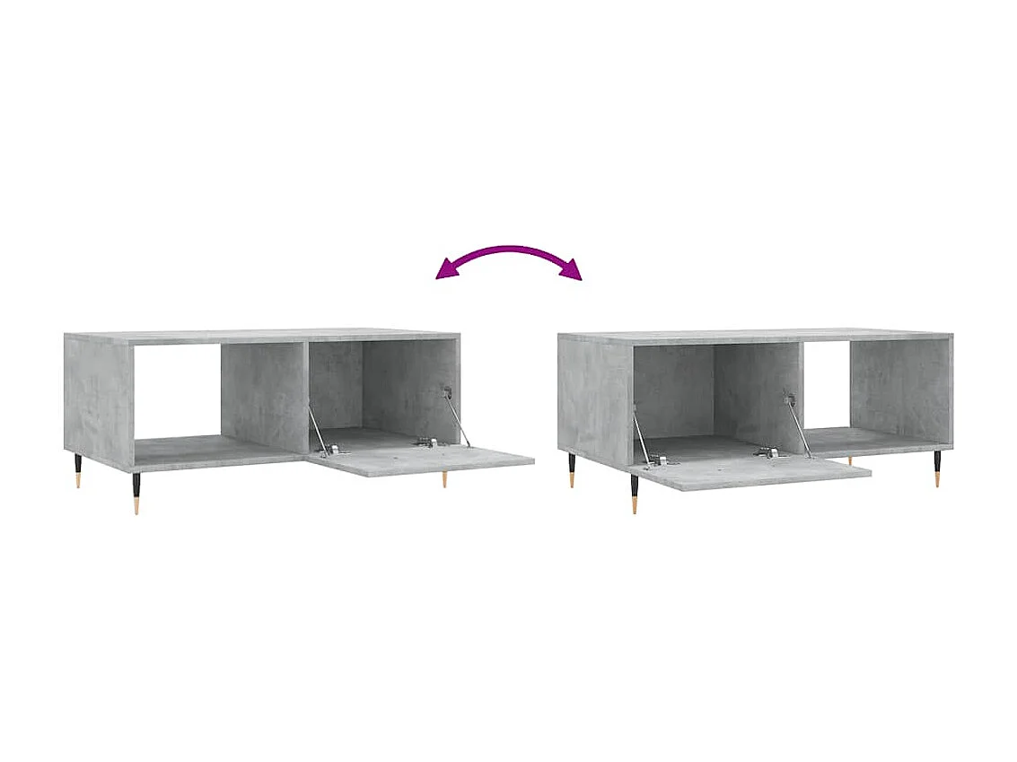 Table basse gris béton 90x50x40 cm bois d'ingénierie