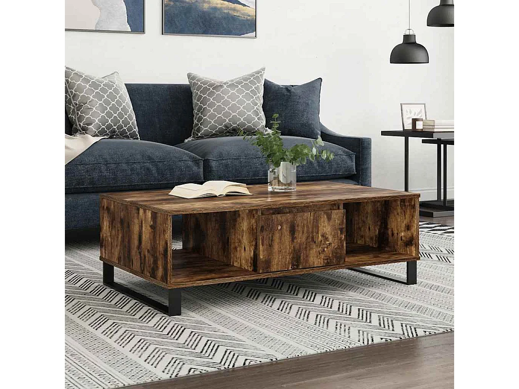 Mesa de centro madera de ingeniería roble ahumado 104x60x35 cm