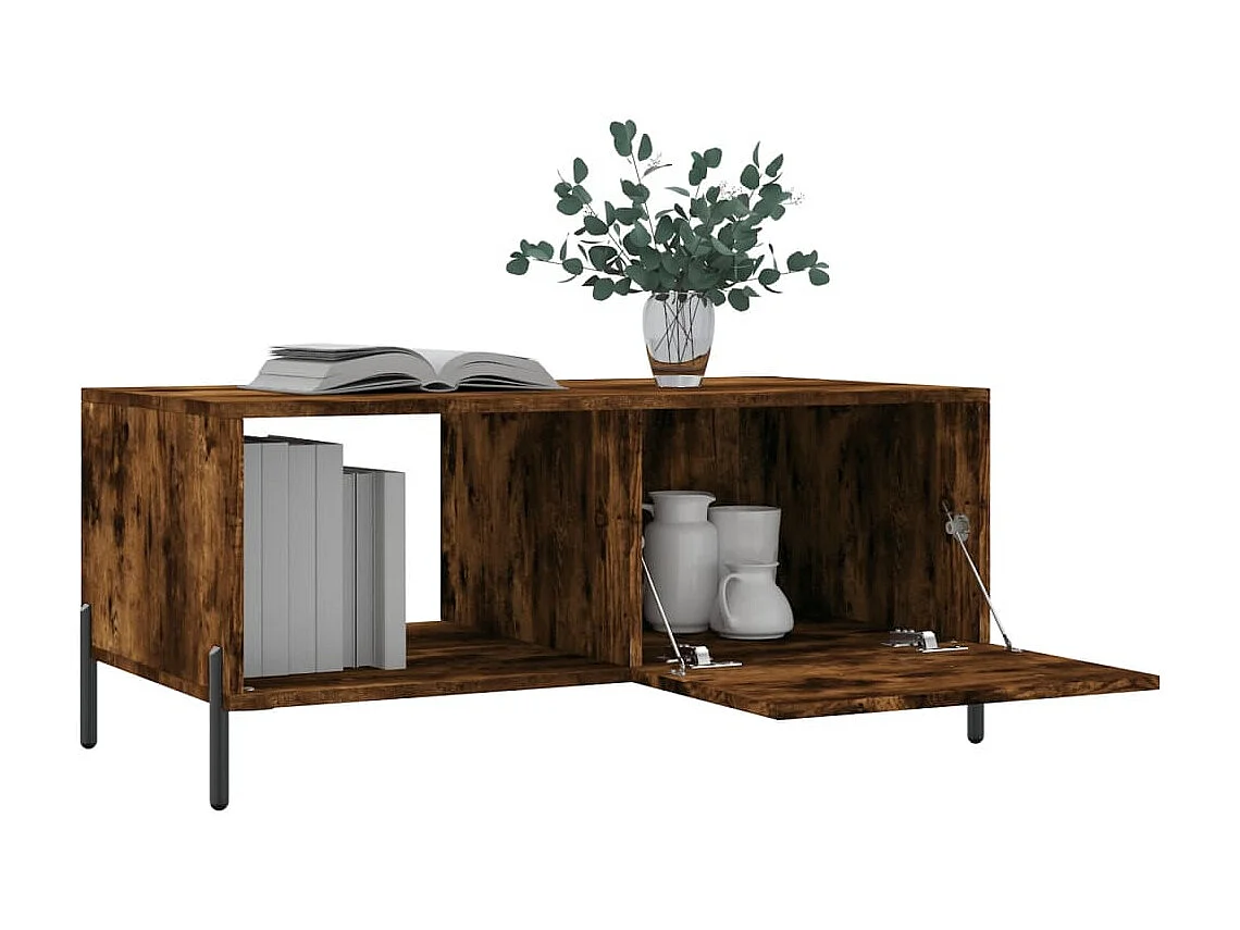 Table basse chêne fumé 90x50x40 cm bois d'ingénierie
