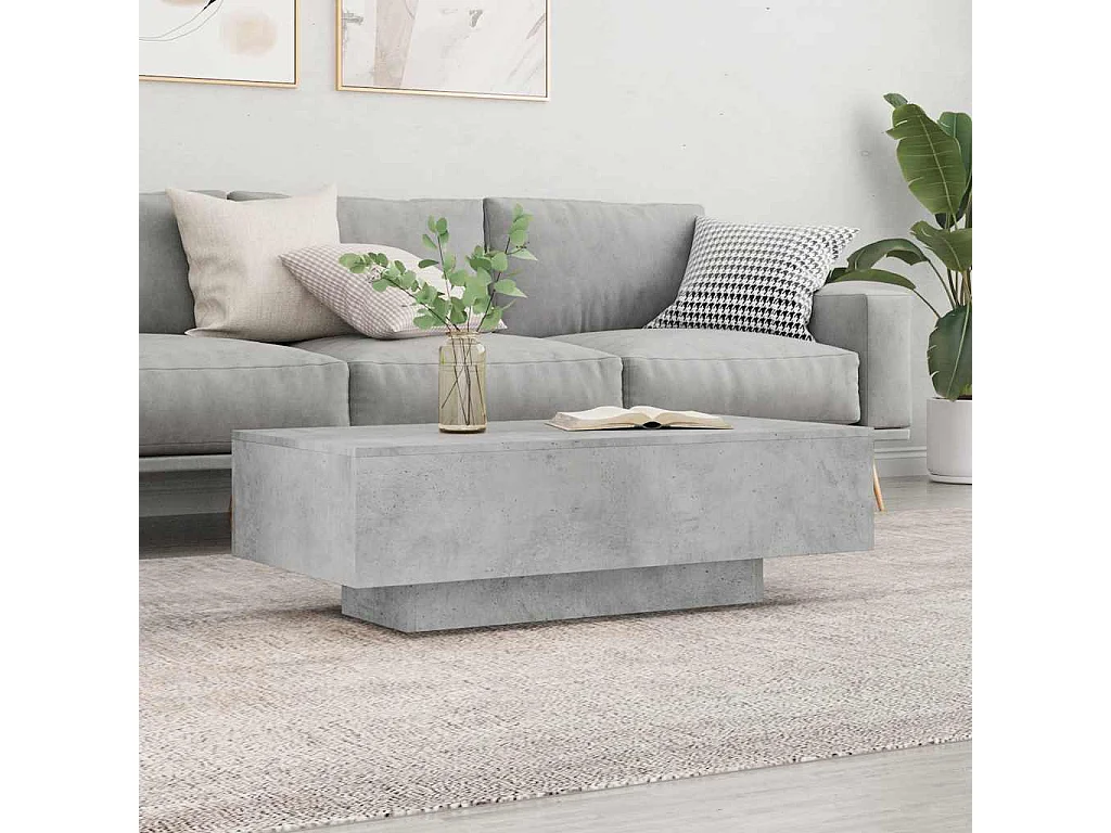 Table basse gris béton 100x49,5x31 cm bois d'ingénierie