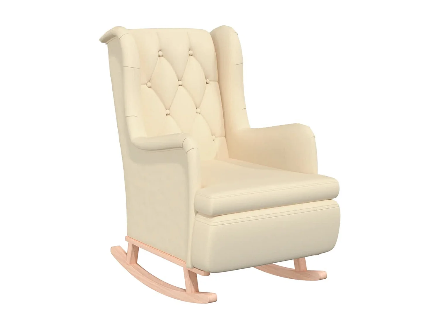 Fauteuil avec pieds à bascule et tabouret Crème Tissu