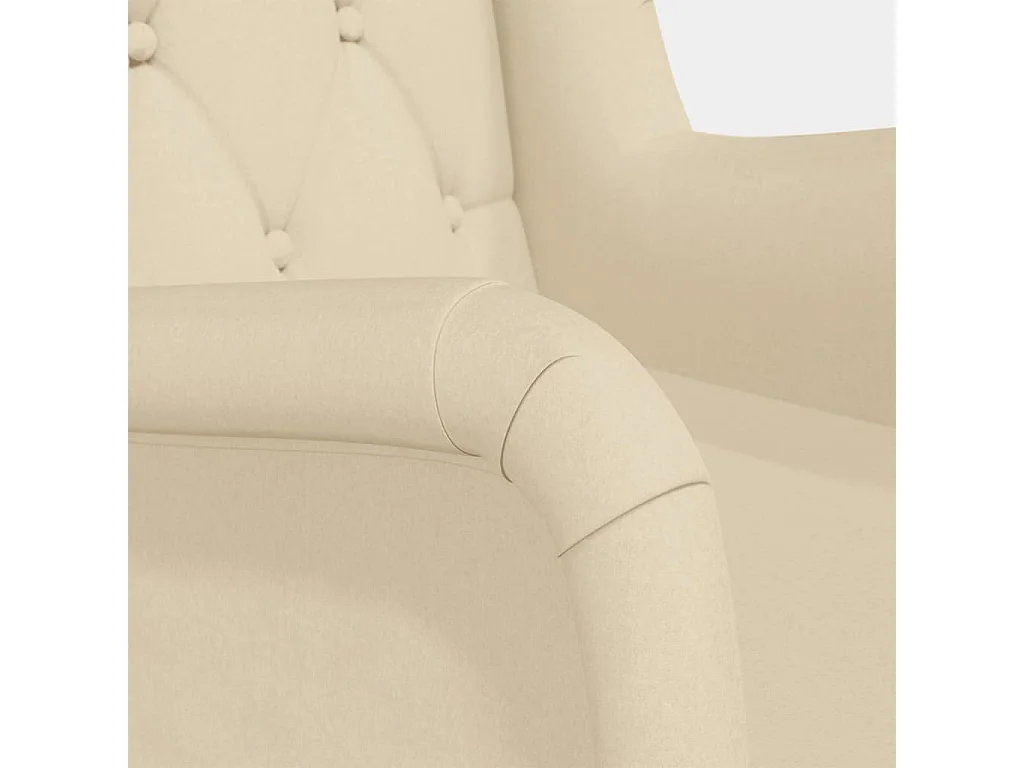 Fauteuil met massief rubberwood schommelpoten stof crèmekleurig