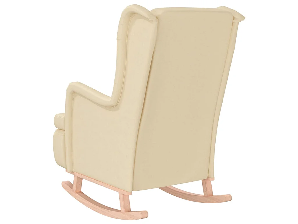 Poltrona Gambe a Dondolo in Legno di Hevea Crema in Tessuto