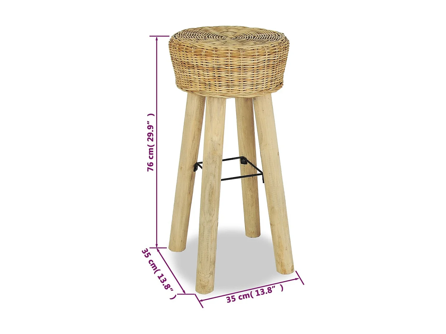 Bancos de bar 2 pcs vime genuíno