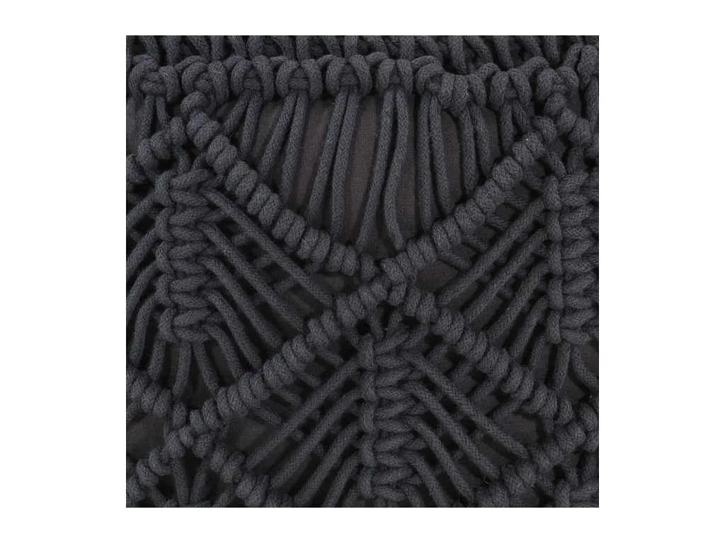 Pouf fait à la main en macramé Anthracite 45x30 cm Coton