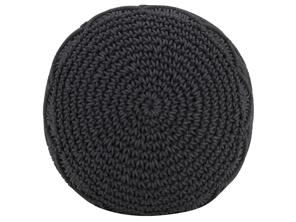 Makramee Sitzpuff Handgefertigt Anthrazit 45x30 cm Baumwolle