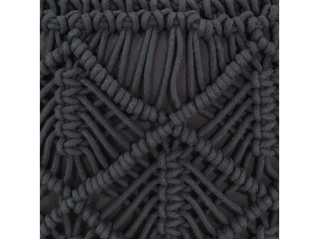 Makramee Sitzpuff Handgefertigt Anthrazit 45x30 cm Baumwolle