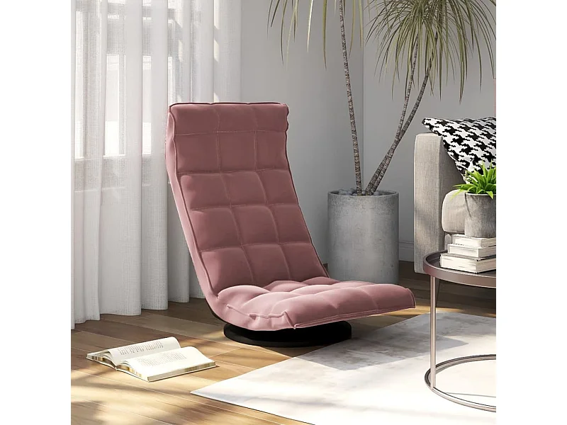 Silla de suelo giratoria de terciopelo rosa